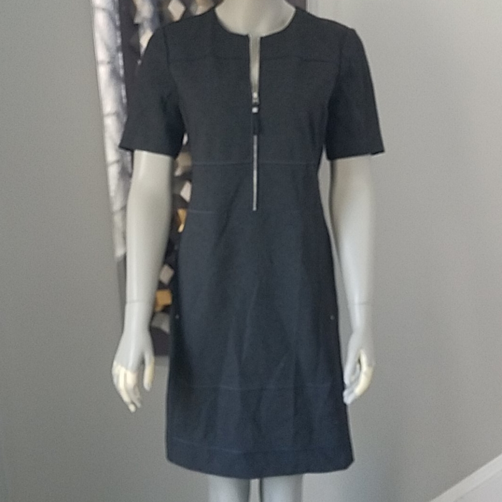 LaFayette 148 New York Ponte Knit Zip Up Dress